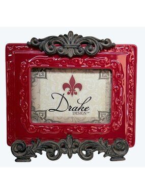 Drake Design Tuscan Scroll Fleur De Lis Red Burgundy Picture Frame